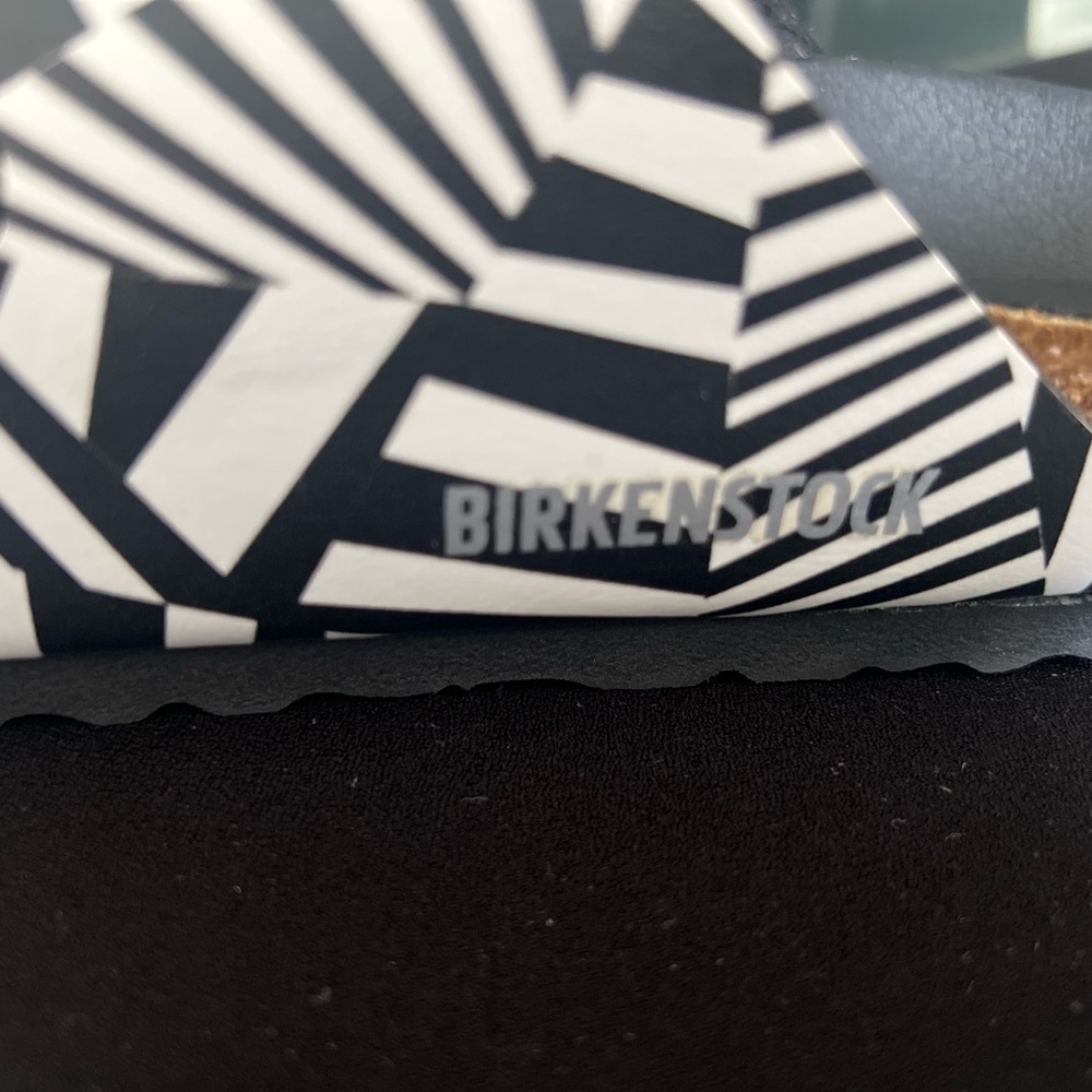 Birkenstock Black and White Zebra Print Sandals Anthropologie Sold Out Sz 6 - Picture 10 of 13